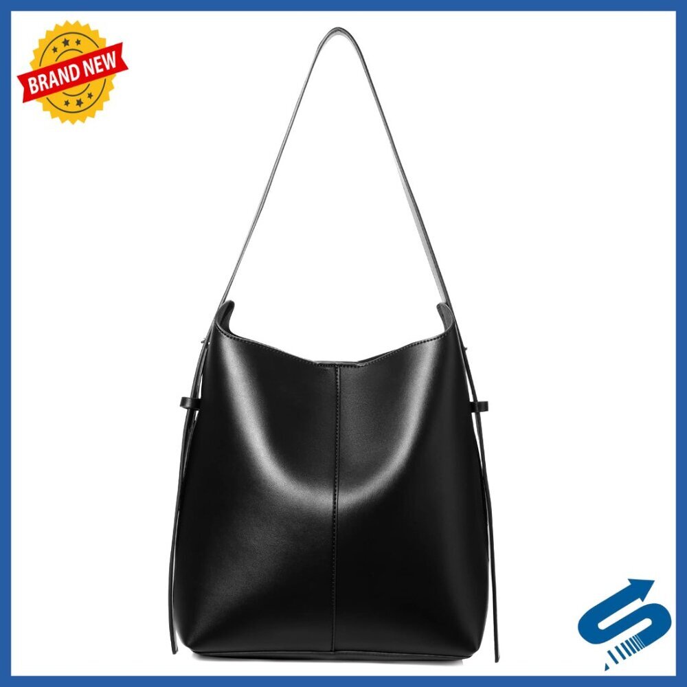 Large Capacity Vegan Leather Bucket Crossbody Bag Trendy Chic Minimal Shoulder